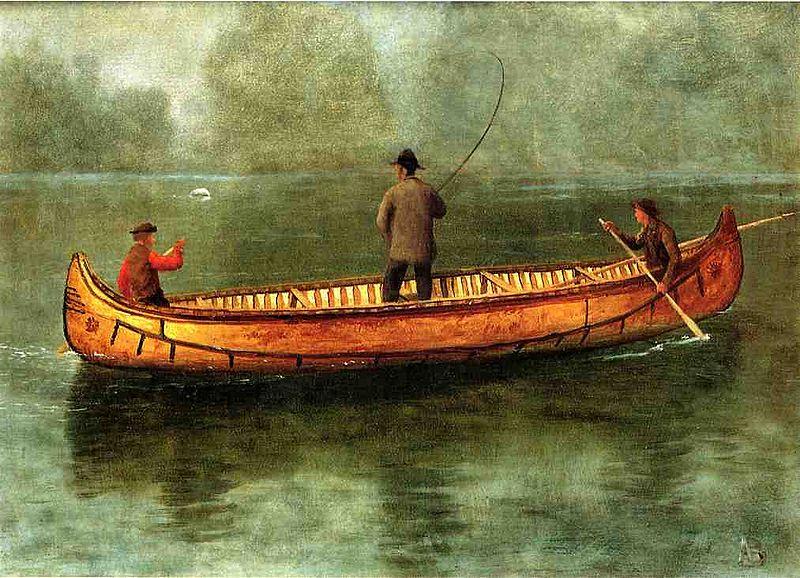 Albert Bierstadt Fishing_from_a_Canoe Norge oil painting art